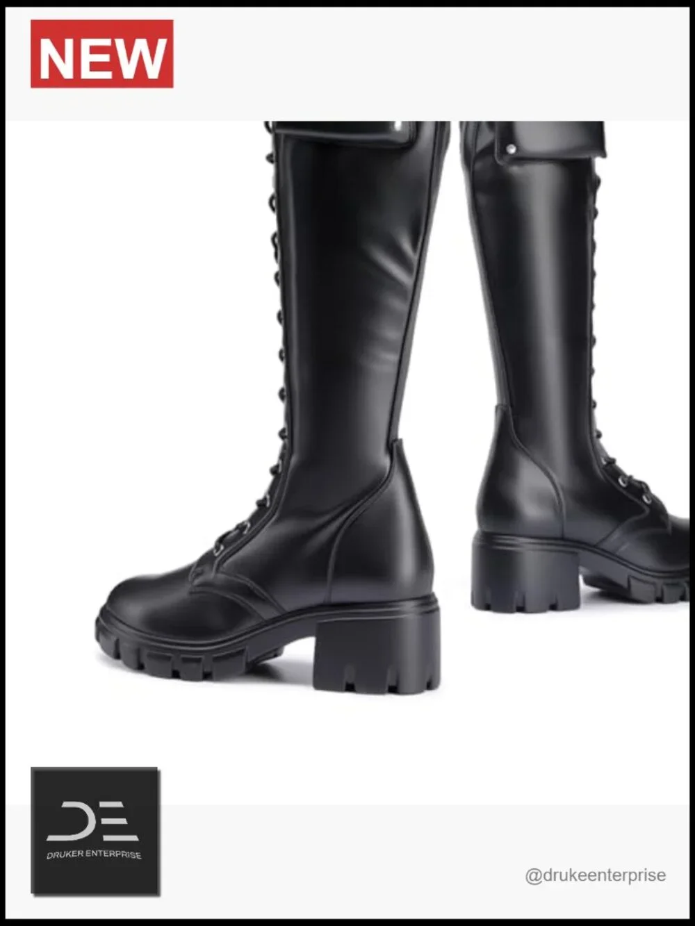 Faux Leather Over-the-Knee Boots Chunky Heel Side Zipper